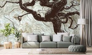 Samolepící tapeta abstraktní strom na dřevě - 450x300 cm