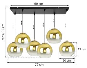 Závěsné svítidlo BERGEN GOLD, 6x zlaté/transparentní skleněné stínítko (fi 20cm)