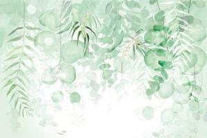 Tapeta jemné zelené listy - 150x100 cm