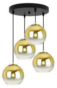 Závěsné svítidlo BERGEN GOLD, 4x zlaté/transparentní skleněné stínítko (fi 15cm), O