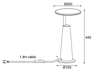 ACA Lighting stolní lampa LED 5W 3000K 270LM 230V AC RA80 30.000hod šedý beton D22XH45CM KOZMIC MK6LEDT44G