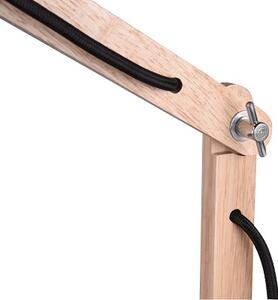 Trio Leuchten 508300132 KIMI - Stolní černá lampa se dřevem 1x E27, 50cm (Stolní lampička se dřevěnou monturou)