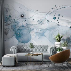 Fototapety Abstraktní inkoustové umění, tekutý styl, modrá barevná paleta , Fototapety akvarel, w02744v2 : uwalls.cz