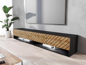 TV stolek/skříňka Adenik 180 MDF, Barva: černý grafit / wotan rybí kost, Osvětlení: osvětlení LED RGB - barevné Mirjan24 5903211410123