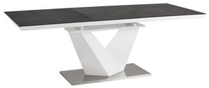 Stůl ALARAS II černý vzor kamene / bílý lak 120(180)x80