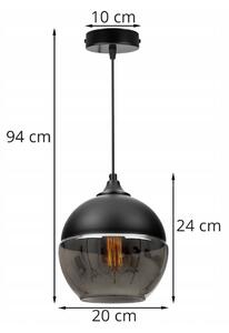 Závěsné svítidlo OSLO, 1x černé/grafitové skleněné stínítko