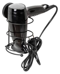 Černý nástěnný držák na fén Wenko Vacuum-Loc® Milazzo