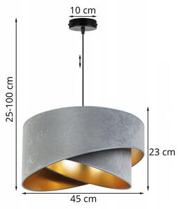 Závěsné svítidlo MEDIOLAN, 1x světle šedé/zlaté textilní stínítko