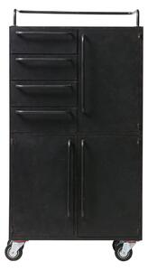 BEPUREHOME Kovová skříňka s kolečky Black Beauty 144 × 75 × 39 cm