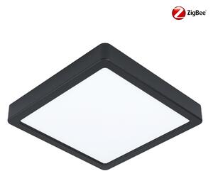 Eglo ZIGBEE 900109 FUEVA-Z - LED stropní stmívatelné svítidlo do koupelny ovládané ovladačem, nebo z mobilní aplikace, LED 16,5W, IP44, 21x21cm, černá, 2700-6500K (LED stropní svítidlo v černé barvě do koupelny)