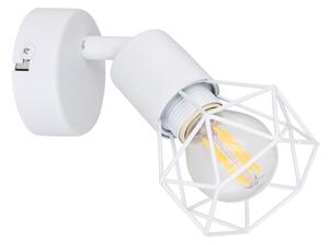 Globo 54802W-1 XARA - Nástěnné retro bodové svítidlo v bílé barvě 1 x E14 (Nástěnná kovová bodovka v bílé barvě, bez vypínače)