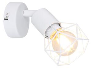 Globo 54802W-1 XARA - Nástěnné retro bodové svítidlo v bílé barvě 1 x E14 (Nástěnná kovová bodovka v bílé barvě, bez vypínače)
