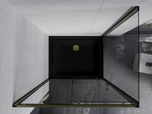 Mexen Apia sprchový kout s posuvnými dveřmi 110 (dveře) x 70 (stěna) cm, 5mm čiré sklo, zlatý profil + černá sprchová vanička SLIM, 840-110-070-50-00-4070G