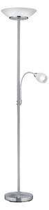 Trio Leuchten R40063107 GERRY - Moderní stojací lampa do obýváku v matném niklu, 2 x E27 + 1x E14, 180cm (Obýváková stojací lampa se dvěma vypínači)