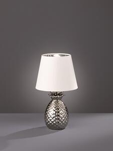 Trio Leuchten R50421089 PINEAPPLE - Moderní stolní lampička s keramickým podstavcem a stínidlem v bílé barvě 1 x E14, 35cm (Stolní lampička s textilním stínidlem)