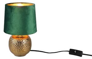 Trio Leuchten R50821015 SOPHIA - Moderní stolní lampička s keramickým podstavcem a stínidlem v zelené barvě 1 x E14 (Stolní lampička se sametem na stínidle)