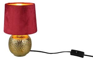 Trio Leuchten R50821010 SOPHIA - Moderní stolní lampička s keramickým podstavcem a stínidlem v červené barvě 1 x E14 (Stolní lampička se sametem na stínidle)