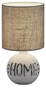 Trio Leuchten R50651025 ESNA - Stolní lampička s nápisem HOME, textilní stínidlo, 1 x E14, 31cm (Stolní lampa s keramickým podstavcem a textilním stínidlem)