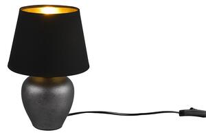 Trio Leuchten R50601002 ABBY - Moderní stolní lampa s keramickým podstavcem a stínidlem v černo zlaté barvě 1 x E14, 26cm (Stolní lampa s textilním stínidlem)
