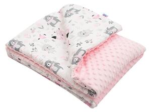 NEW BABY MINKY deka do kočárku s výplní Medvídci růžová Bavlna/Polyester 80x102 cm