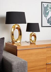 Trio Leuchten R50511079 TABA - Moderní stolní lampa s keramickým zlatým podstavcem a stínidlem v černé barvě 1 x E14, 33cm (Stolní lampa s textilním stínidlem)