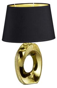 Trio Leuchten R50511079 TABA - Moderní stolní lampa s keramickým zlatým podstavcem a stínidlem v černé barvě 1 x E14, 33cm (Stolní lampa s textilním stínidlem)
