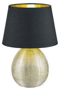 Trio Leuchten R50631079 LUXOR - Moderní stolní lampa s keramickým zlatým podstavcem a stínidlem v černé barvě 1 x E27, 35cm (Stolní lampa s textilním stínidlem)