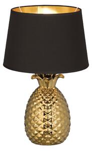 Trio Leuchten R50431079 PINEAPPLE - Moderní stolní lampa s keramickým podstavcem a stínidlem v černé barvě 1 x E27, 43cm (Stolní lampa s textilním stínidlem)
