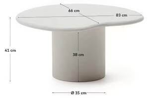 Bílý cementový zahradní stolek Kave Home Macarella 83 x 66 cm