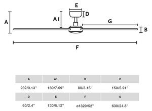 FARO 34355-Stropní ventilátor RUDDER L béžová/bílá pr. 132 cm + dálkové ovládání