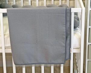 Baby Nellys Vaflová deka do kočárku šedá Bavlna, 90x90 cm