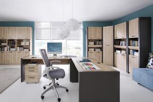 BRW Kancelářský stůl Executive BIU / 160 Barva: šedý volfrám/dub san remo světlý
