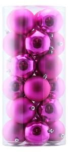 DECOLED Plastové koule, sada 24 ks., prům. 8 cm, růžové, 12 x lesklá, 12 x matná
