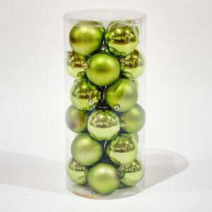 DECOLED Plastové koule, sada 24 ks., prům. 6 cm, zelené, 12 x lesklá, 12 x matná
