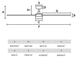 FARO 34355-1TW - LED Stm. str. vent. RUDDER L 20W/230V bílá/béžová pr. 132 cm+DO