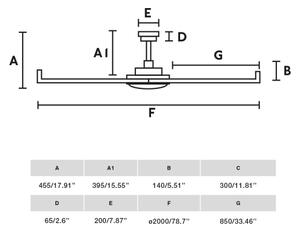 FARO 34203 - Stropní ventilátor ROTTERDAM XL černá pr. 200 cm + dálkové ovládání