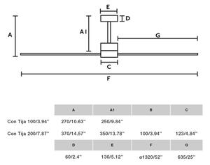 FARO 33761WT - Stropní ventilátor AMELIA L černá pr.132 cm WT + dálkové ovládání