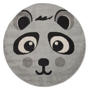 Dětský kulatý koberec Happy Kids - panda - šedý