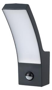 Rabalux 7505 PALANGA - Nástěnné LED venkovní svítidlo v antracitové barvě s čidlem, LED 12W, 3000K, IP44 (LED venkovní úsporné svítidlo na zeď v šedé barvě antracit s pohybovým senzorem)