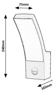 RABALUX Venkovní nástěnné osvětlení PALANGA s čidlem, 7,5x24x16,5cm, antracit, IP44 007505