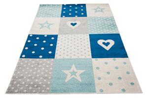 Makro Abra Kusový koberec LAZUR H108A hvězdy srdce modrý Rozměr: 180x260 cm
