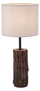 Leuchten Direkt 11233-79 BARK - Stolní lampička se dřevem a textilním stínidlem, 1 x E27, 58cm (Stolní lampička s lištou ze dřeva, vypínač na kabelu)
