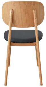 FormWood Černá dubová koženková jídelní židle Rabbit