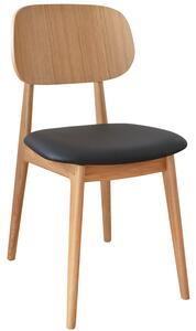 FormWood Dubová jídelní židle Rabbit s černým koženkovým sedákem