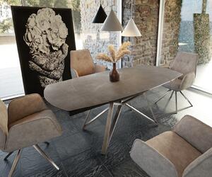 DELIFE Jídelní stůl Carlow 130/200x95 cm keramika hnědá nerezová ocel rozkládací