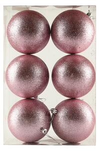 DECOLED Plastová koule, prům. 10 cm, jemně růžová, 6 x glitter