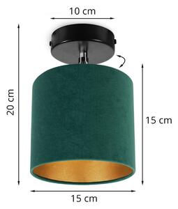 Stropní svítidlo MEDIOLAN, 1x tmavě zelené/zlaté textilní stínítko, (výběr ze 2 barev konstrukce - možnost polohování)