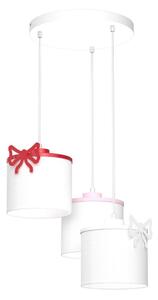 Dětský lustr na lanku SWEET 3xE27/15W/230V bílá/růžová/červená/mašle