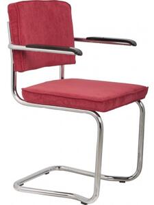 Zuiver Jídelní židle RIDGE RIB KINK červená, s područkami, lesklý rám 1200045