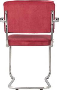Zuiver Jídelní židle RIDGE RIB KINK červená, s područkami, lesklý rám 1200045